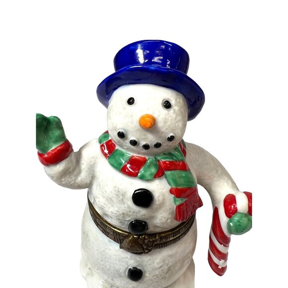 Classic Collectibles 1996 Ceramic Snowman Trinket Box Hinged - Picture 3 of 6